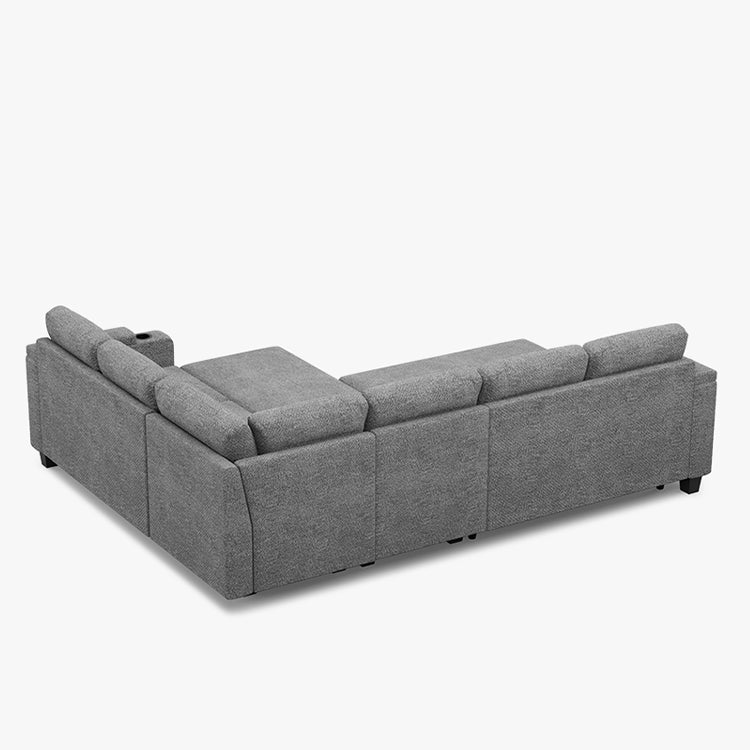 Canapé-lit modulaire 6 places Belffin en chenille avec rangement