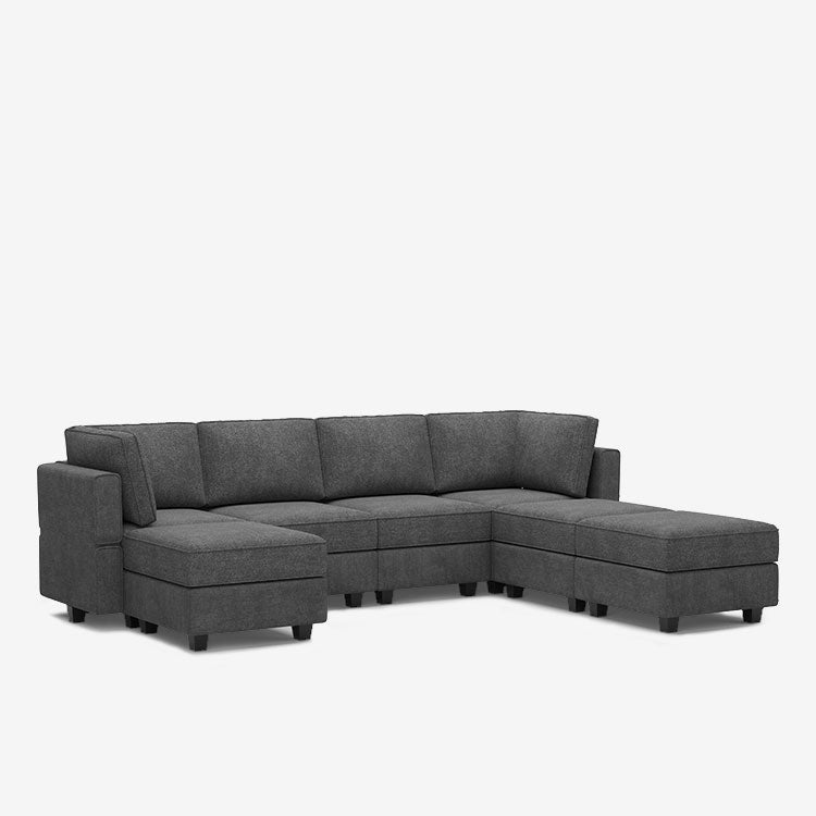 Canapé modulable Belffin 7 places + 6 côtés Terry avec siège de rangement