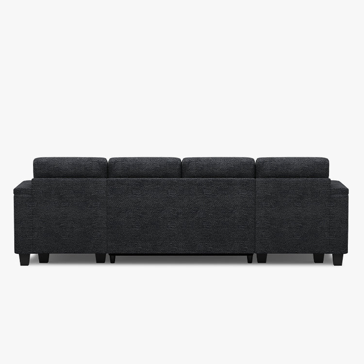 Belffin Modular 4 Seater Modular Chenille Pull-out Sleeper Sofa with Storage Chaises