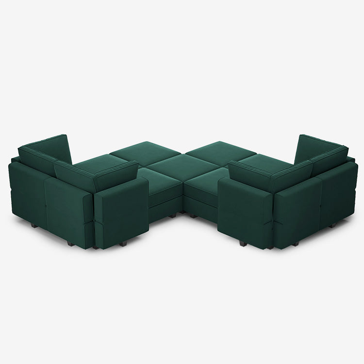 Canapé modulable en velours Belffin 11 places + 8 côtés avec siège de rangement