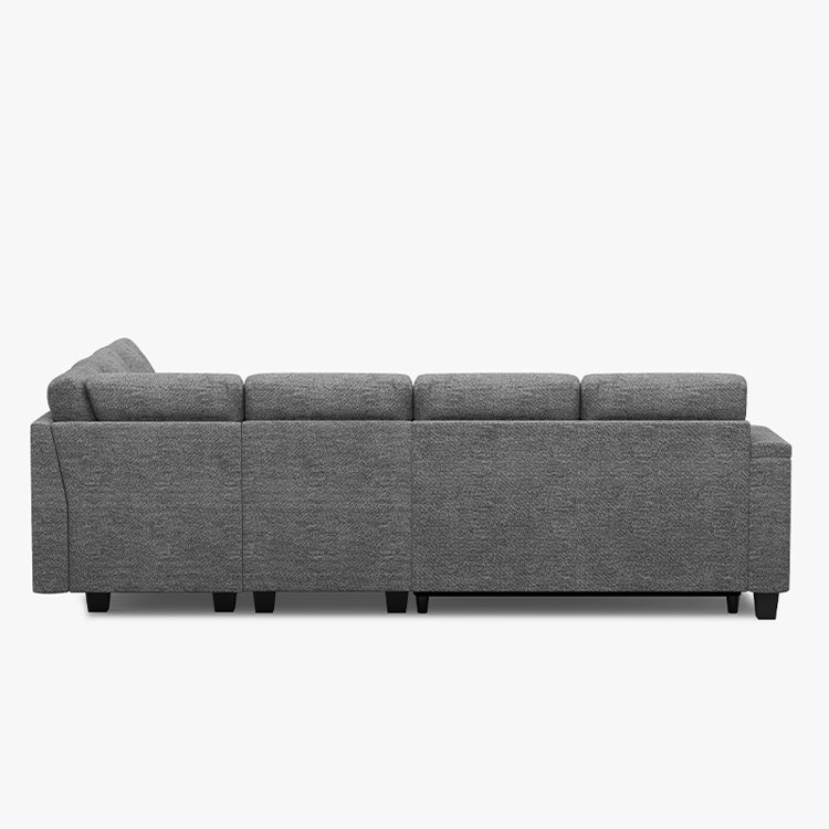Canapé-lit modulaire 6 places Belffin en chenille avec rangement