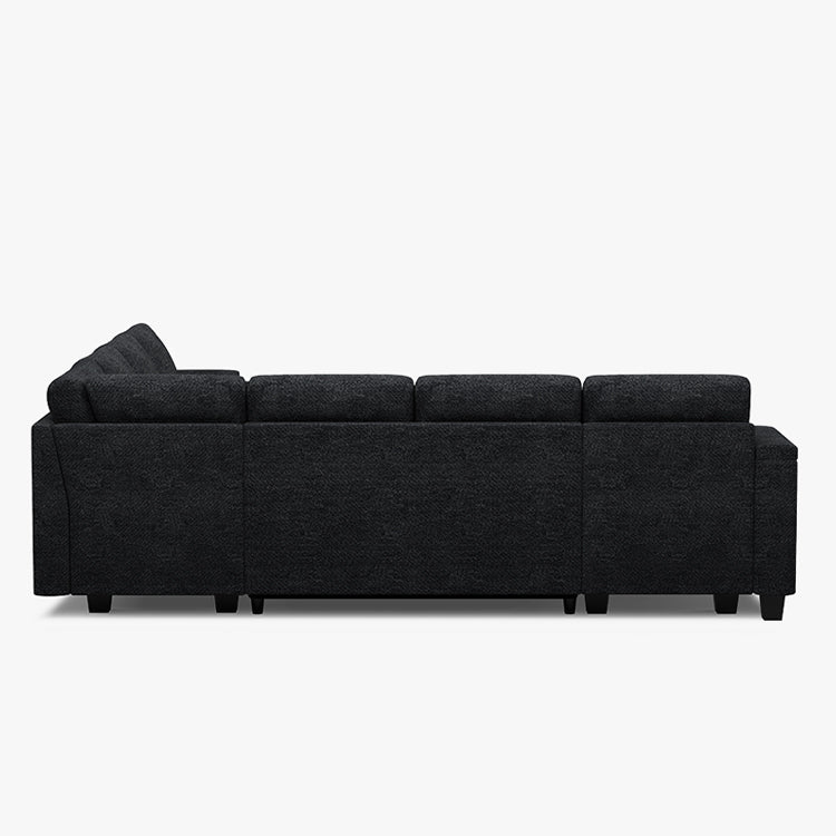 Belffin Modular 7 Seater Modular Chenille Pull-out Sleeper Sofa with Storage Chaise