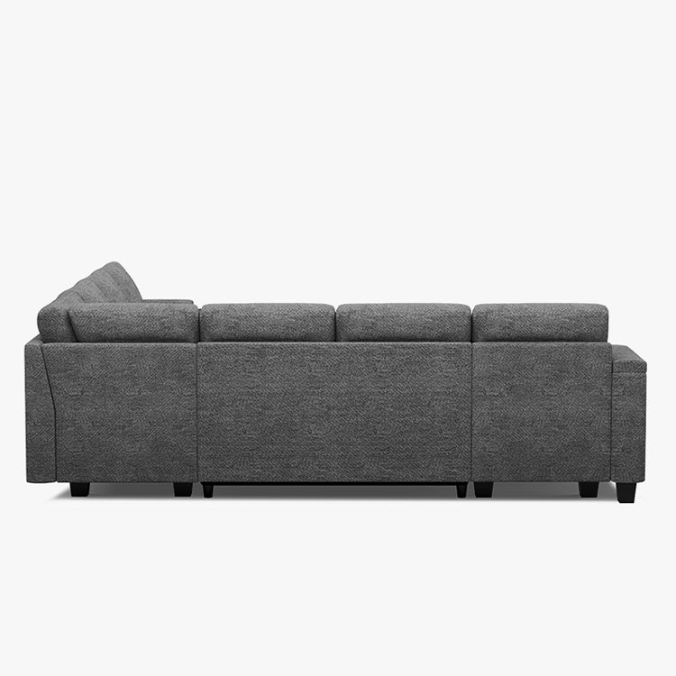 Belffin Modular 7 Seater Modular Chenille Pull-out Sleeper Sofa with Storage Chaise