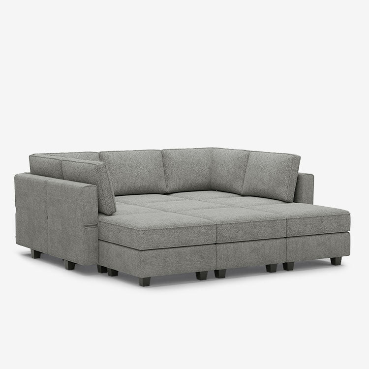 Belffin 9 Seats + 7 Sides Modular Terry Sleeper Sofa with Storage Seat
