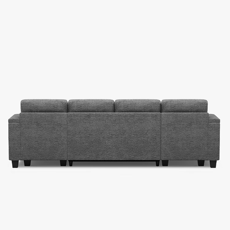 Belffin Modular 4 Seater Modular Chenille Pull-out Sleeper Sofa with Storage Chaises
