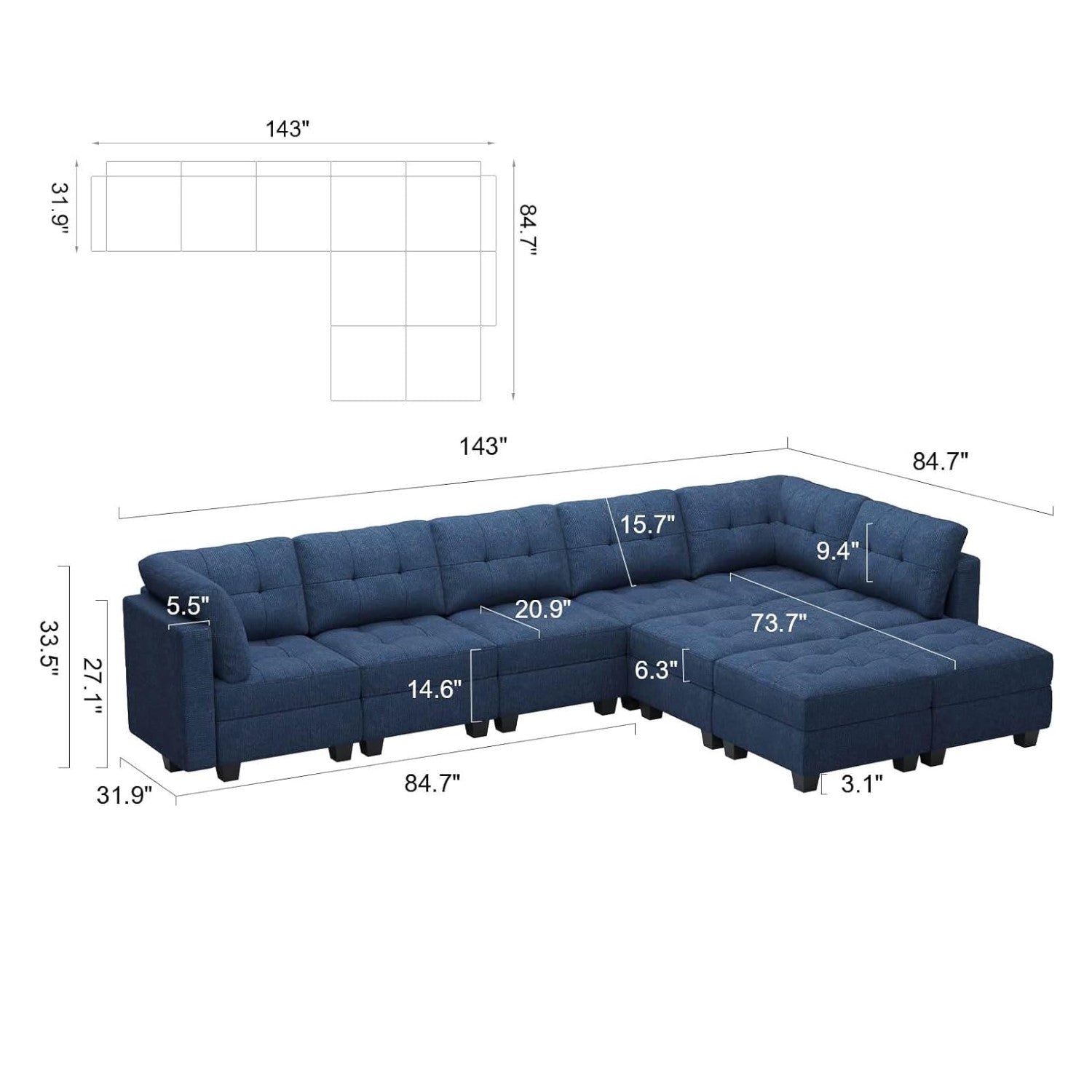 Belffin 9 Seats + 8 Sides Modular Weave Sofa with Storage Seat
