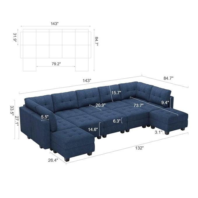 Belffin 12 Seats + 9 Sides Modular Weave Sofa with Storage Seat