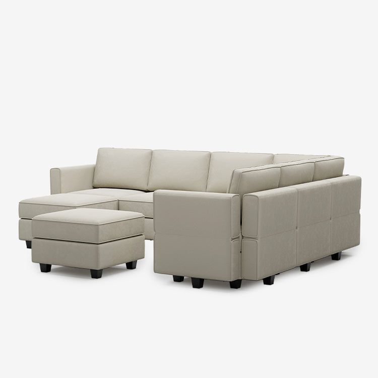 Belffin 7 Seats + 9 Sides Modular Velvet Sofa with Storage Seat and Ottoman