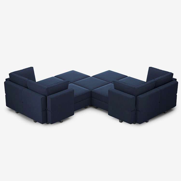 Canapé modulable en velours Belffin 11 places + 8 côtés avec siège de rangement