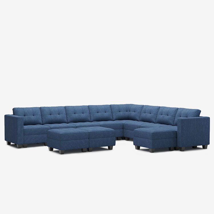 Belffin 9 Seats + 11 Sides Modular Weave Sofa with Storage Seat and Ottoman