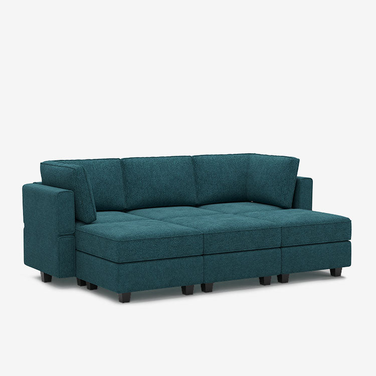 Belffin 6 Seats + 5 Sides Modular Terry Sleeper Sofa with Storage Seat
