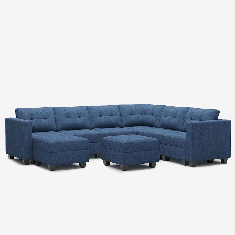 Belffin 7 Seats + 9 Sides Modular Weave Sofa with Ottoman