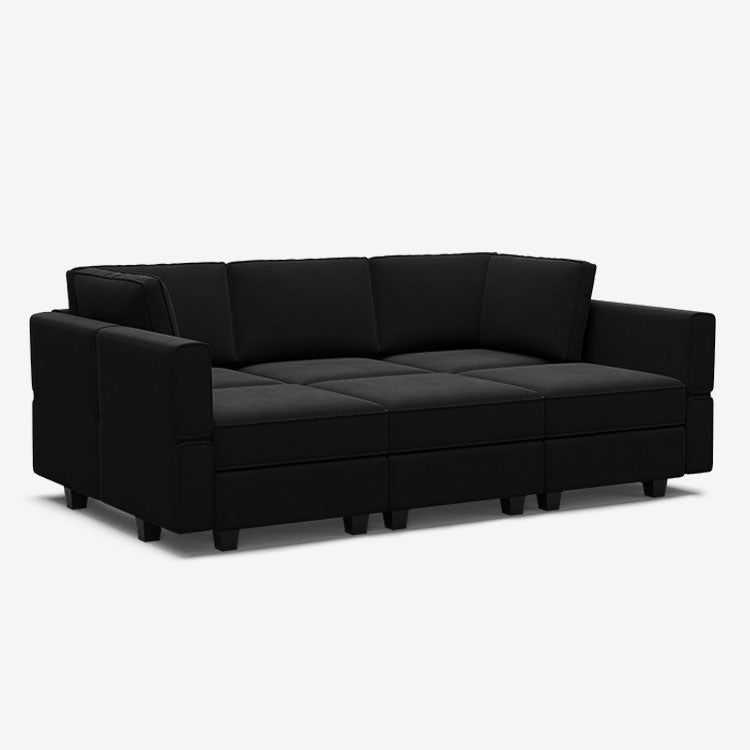 Belffin 6 Seats + 7 Sides Modular Velvet Sleeper Sofa with Storage Seat