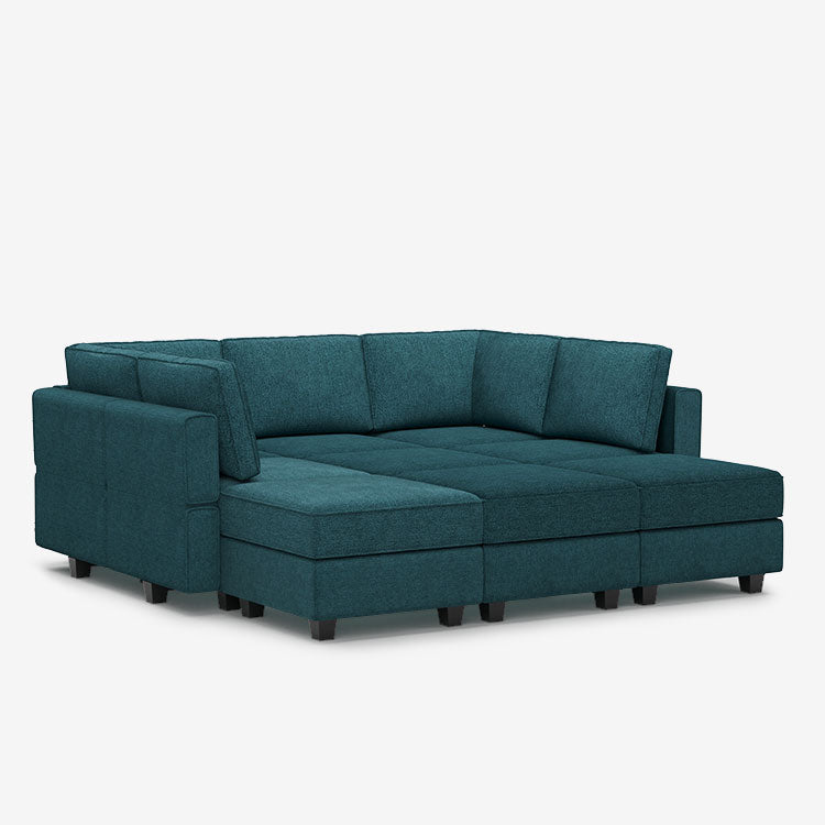 Belffin 9 Seats + 7 Sides Modular Terry Sleeper Sofa with Storage Seat