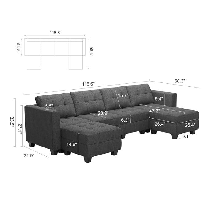 Belffin 6 Seats + 6 Sides Modular Weave Sofa with Storage Seat