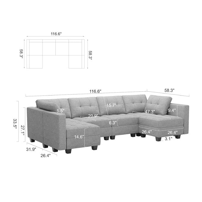 Belffin 6 Seats + 8 Sides Modular Weave Sofa with Storage Seat