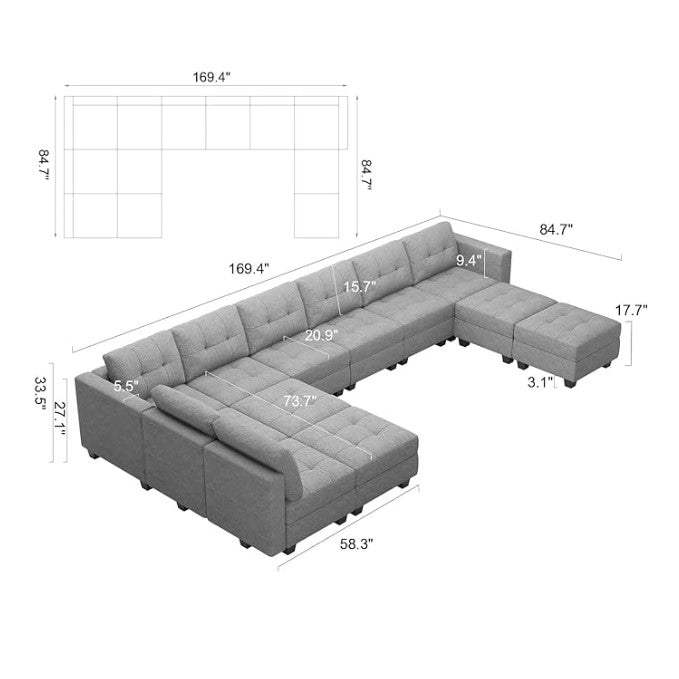 Belffin 12 Seats + 10 Sides Modular Weave Sofa with Storage Seat