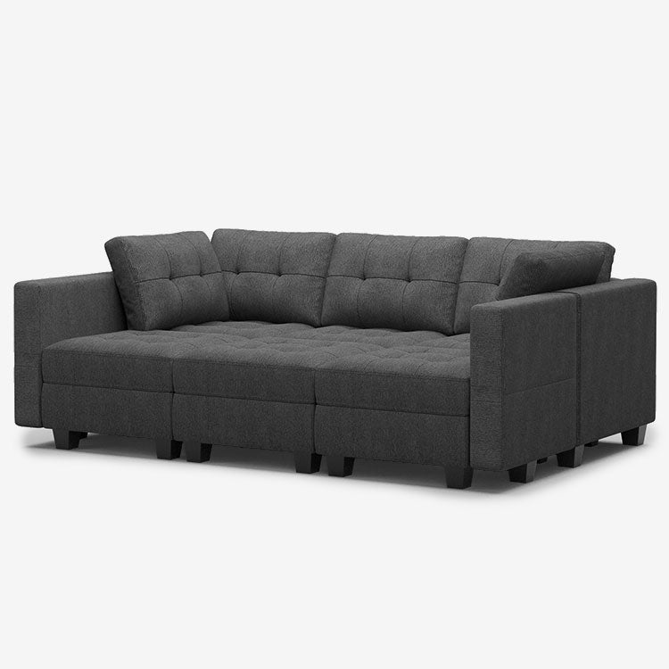 Belffin 6 Seats + 7 Sides Modular Weave Sleeper Sofa with Storage Seat