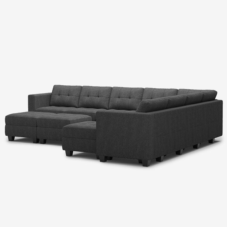 Belffin 9 Seats + 11 Sides Modular Weave Sofa with Storage Seat and Ottoman