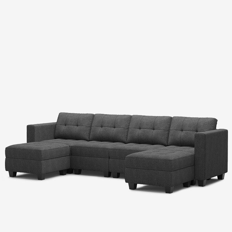 Belffin 6 Seats + 6 Sides Modular Weave Sofa with Storage Seat