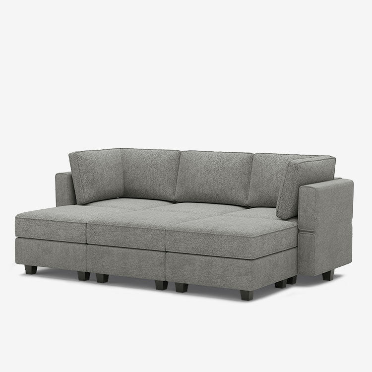Belffin 6 Seats + 5 Sides Modular Terry Sleeper Sofa with Storage Seat