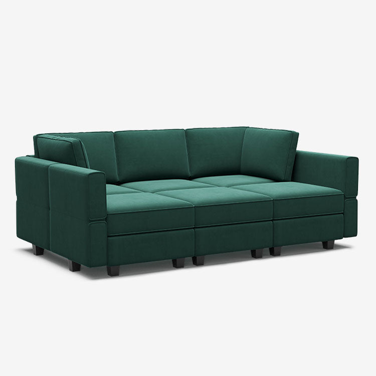 Belffin 6 Seats + 7 Sides Modular Velvet Sleeper Sofa with Storage Seat