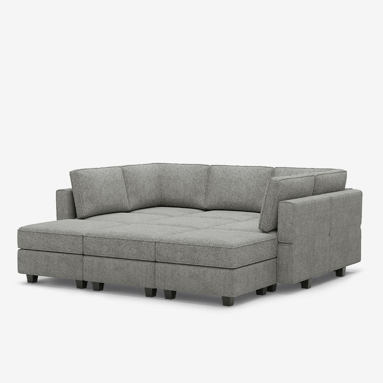 Belffin 9 Seats + 7 Sides Modular Terry Sleeper Sofa with Storage Seat