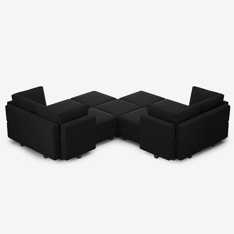 Canapé modulable en velours Belffin 11 places + 8 côtés avec siège de rangement