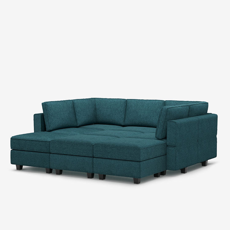 Belffin 9 Seats + 7 Sides Modular Terry Sleeper Sofa with Storage Seat
