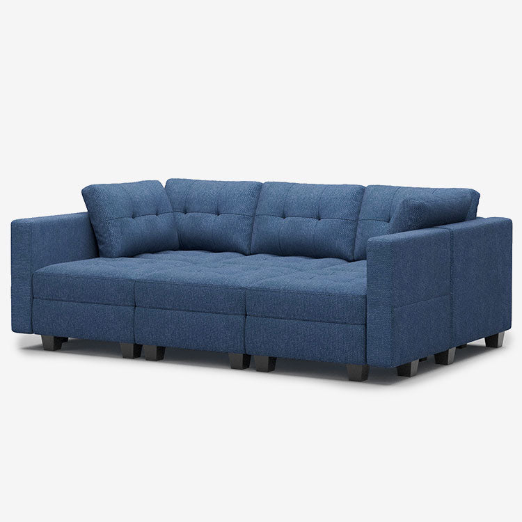 Belffin 6 Seats + 7 Sides Modular Weave Sleeper Sofa with Storage Seat
