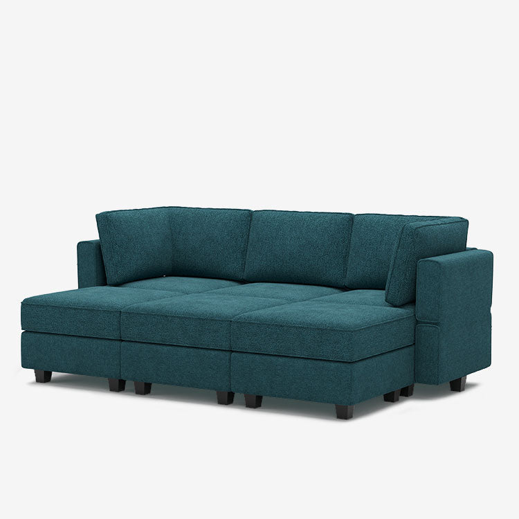 Belffin 6 Seats + 5 Sides Modular Terry Sleeper Sofa with Storage Seat