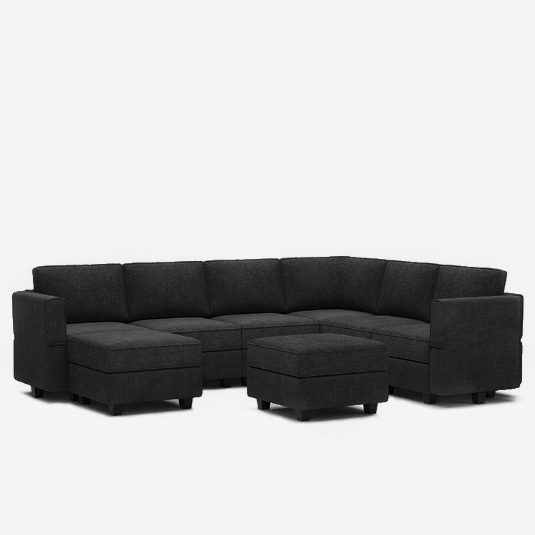 Belffin 7 Seats + 9 Sides Modular Terry Sofa with Storage Seat and Ottoman
