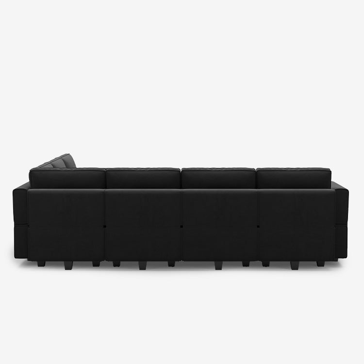 Belffin 7 Seats + 9 Sides Modular Velvet Sofa with Storage Seat and Ottoman
