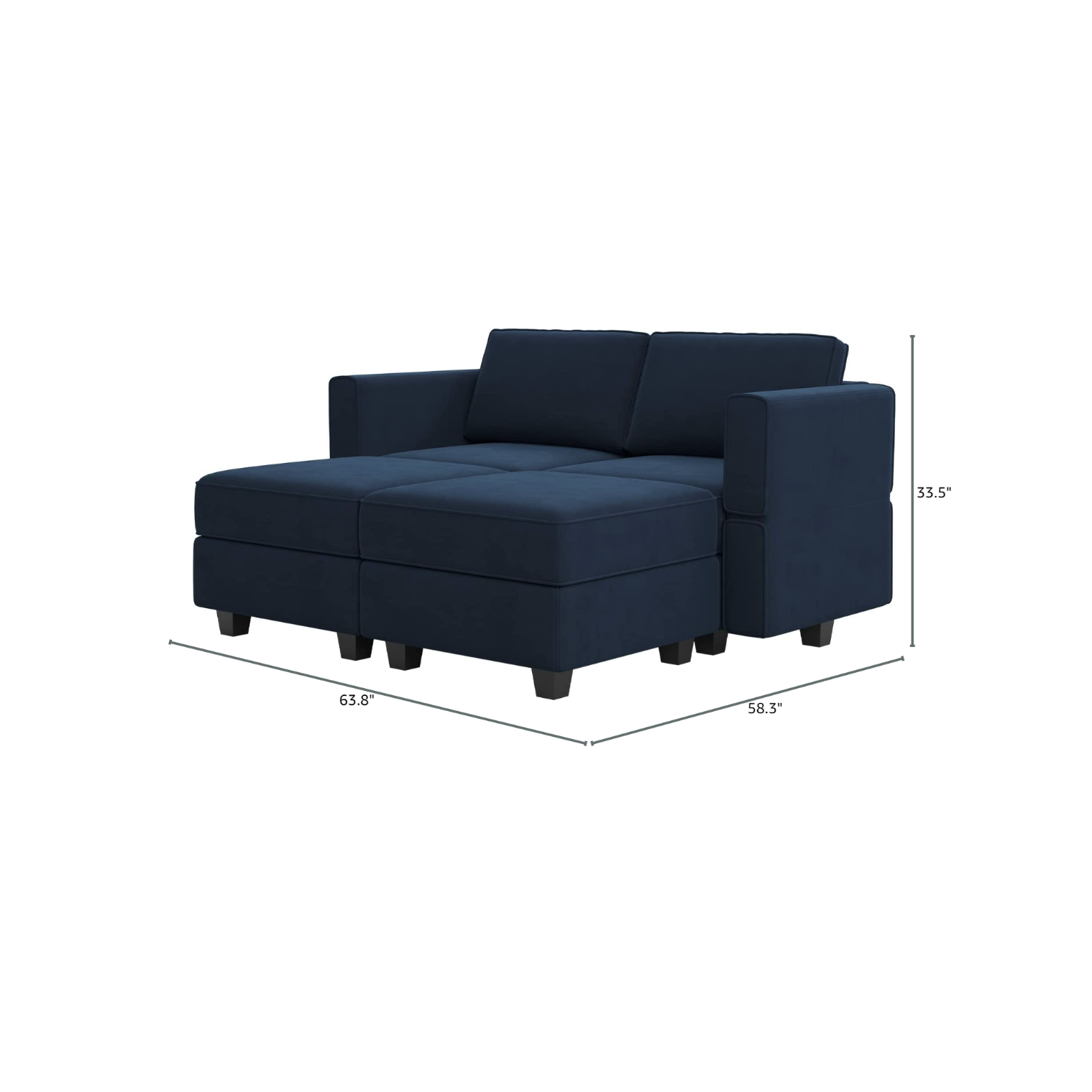 Belffin 4 Seats + 4 Sides Modular Velvet Sleeper Sofa with Storage Seat