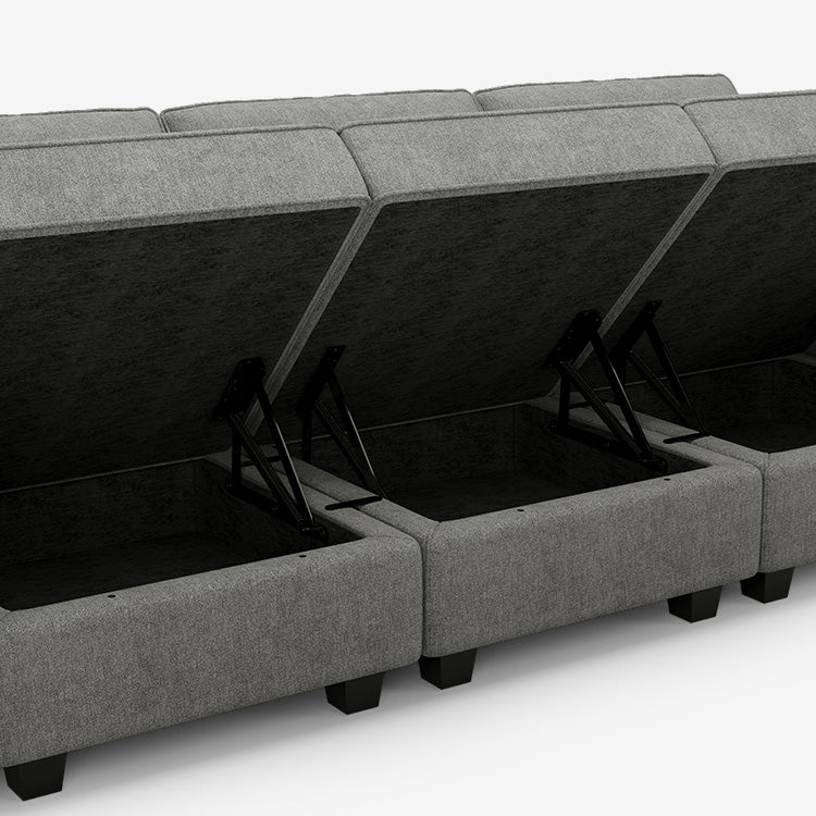 Belffin 14 Seats + 13 Sides  Modular Terry Sofa with Storage Seat and Ottoman