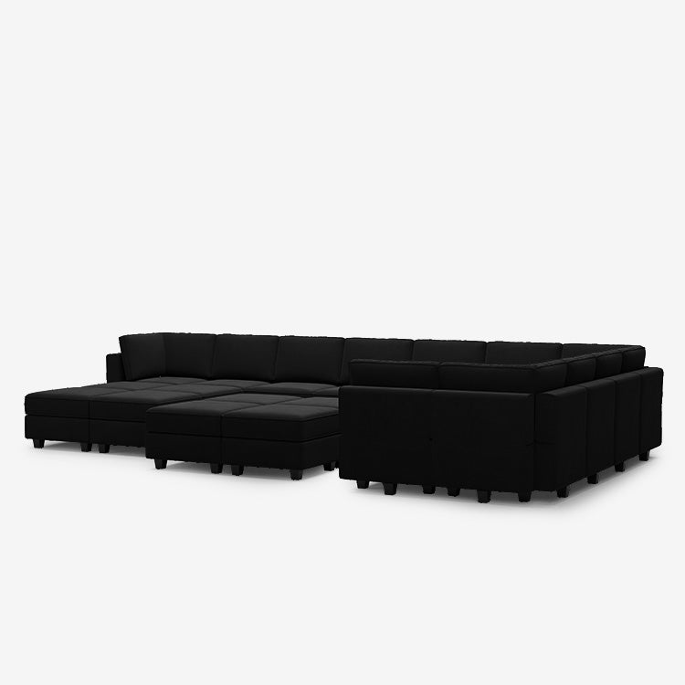 Belffin 17 Seats + 14 Sides Modular Velvet Sofa with Storage Seat and Ottoman