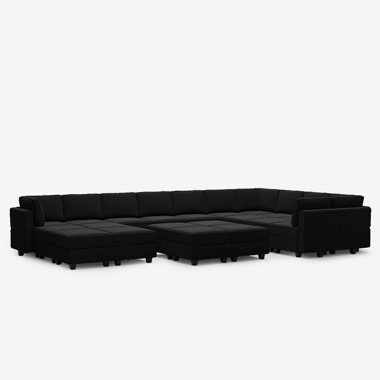 Belffin 17 Seats + 14 Sides Modular Velvet Sofa with Storage Seat and Ottoman