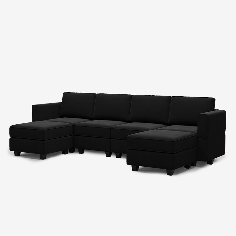 Belffin 6 Seats + 6 Sides Modular Velvet Sofa with Storage Seat