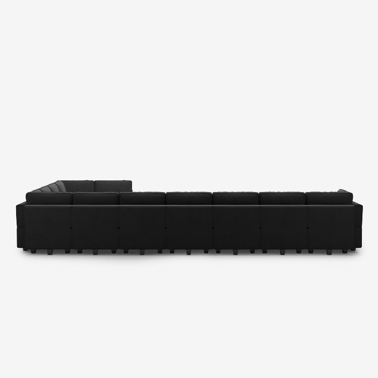 Belffin 17 Seats + 14 Sides Modular Velvet Sofa with Storage Seat and Ottoman