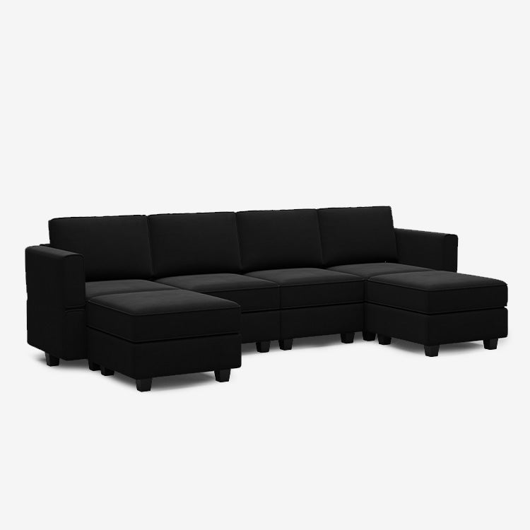 Belffin 6 Seats + 6 Sides Modular Velvet Sofa with Storage Seat