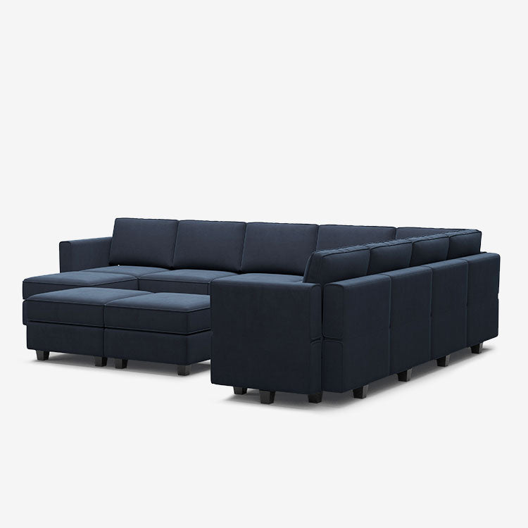 Belffin 9 Seats + 11 Sides Modular Velvet Sofa with Storage Seat and Ottoman