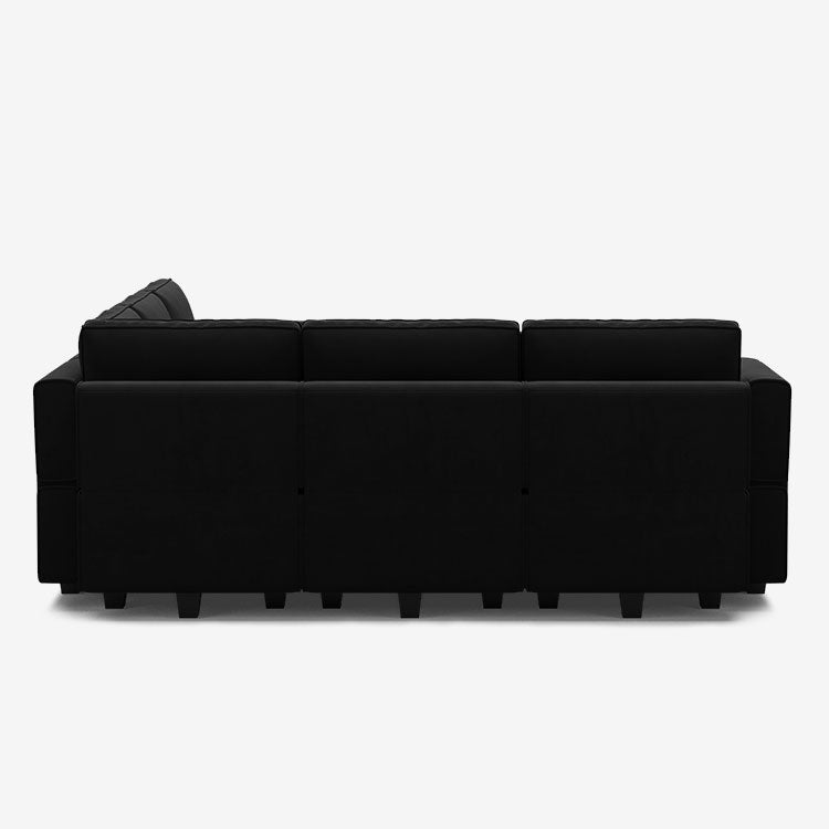 Canapé d'angle modulaire en velours Belffin 5 places + 8 côtés avec siège de rangement et pouf