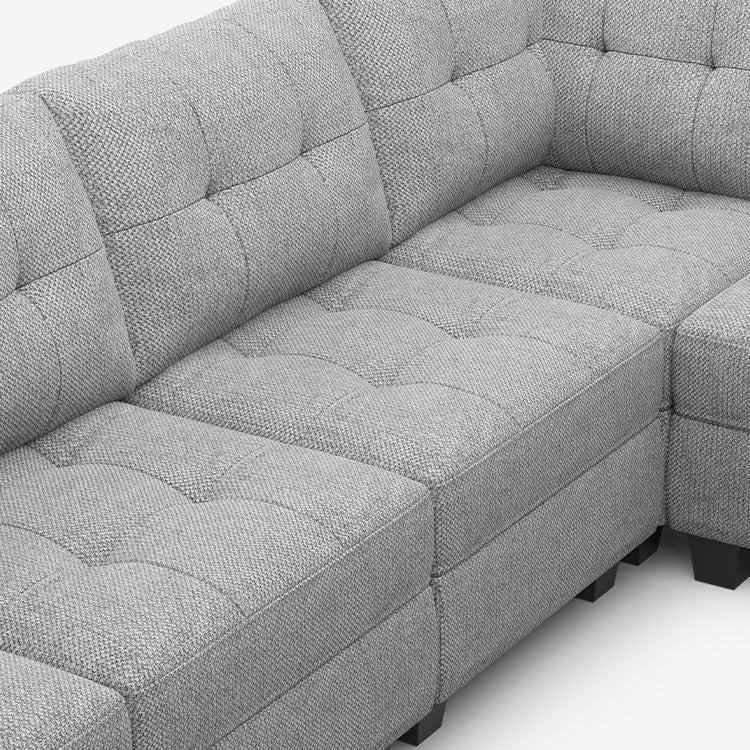 Belffin 8 Seats + 6 Sides Modular Weave Sleeper Sofa with Storage Seat