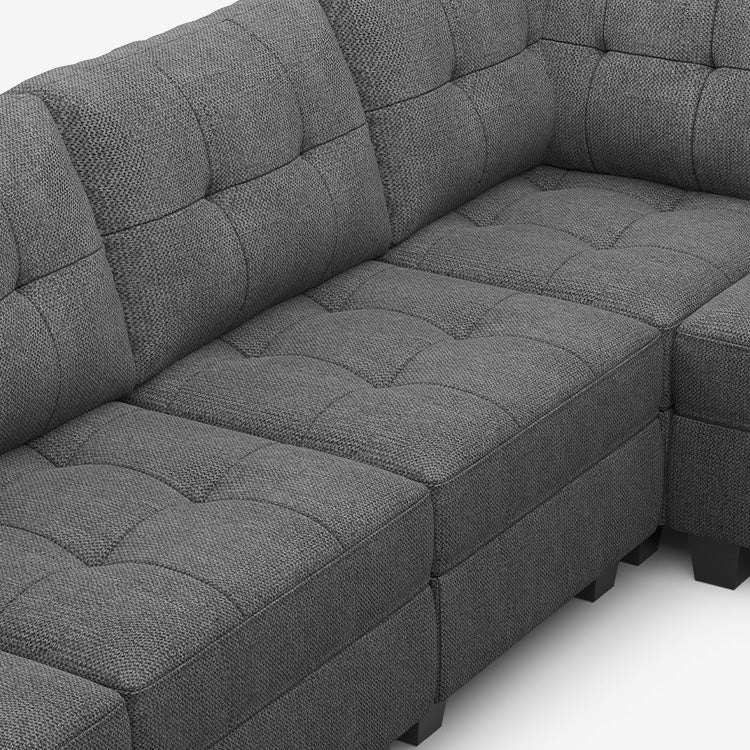 Belffin 8 Seats + 6 Sides Modular Weave Sleeper Sofa with Storage Seat
