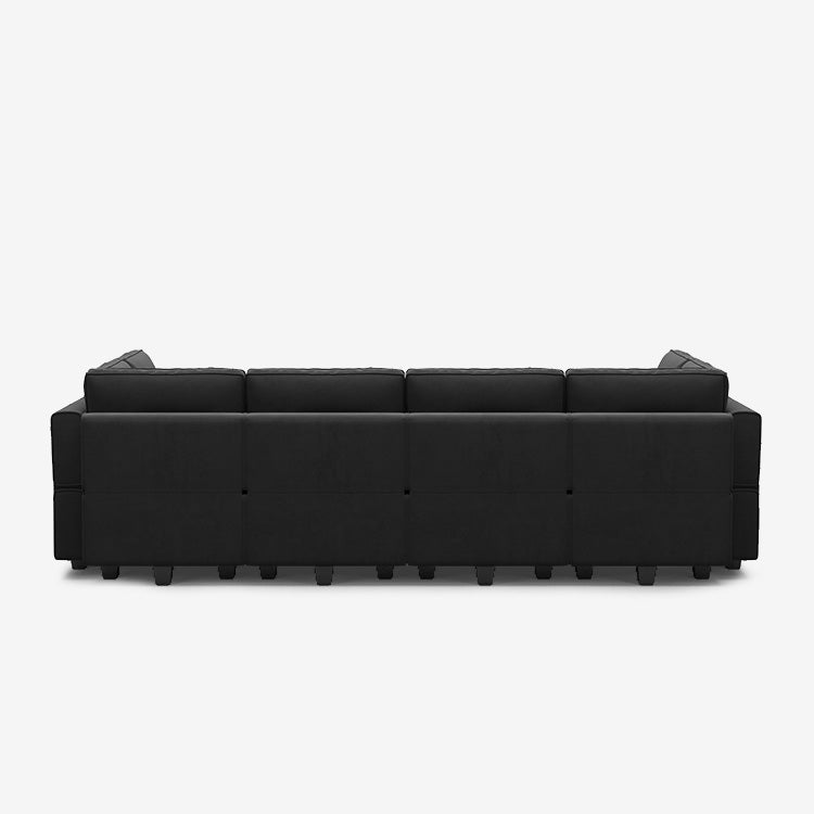 Canapé-lit modulaire Belffin 8 places + 8 côtés en velours avec siège de rangement