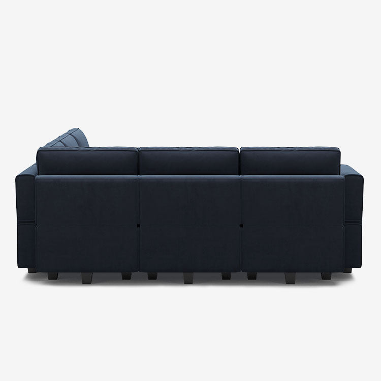 Canapé d'angle modulaire en velours Belffin 5 places + 8 côtés avec siège de rangement et pouf