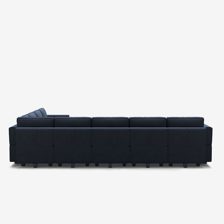 Belffin 9 Seats + 11 Sides Modular Velvet Sofa with Storage Seat and Ottoman