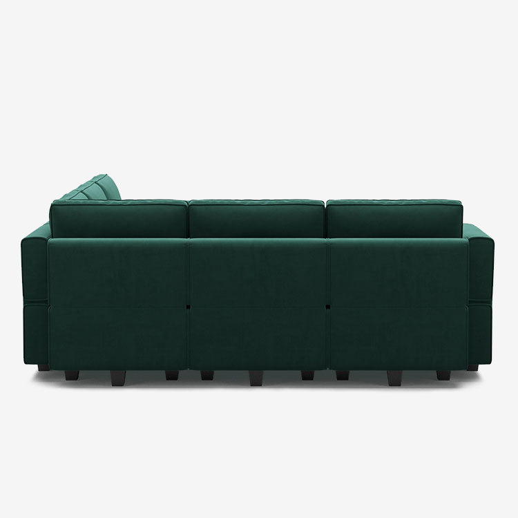 Canapé d'angle modulaire en velours Belffin 5 places + 8 côtés avec siège de rangement et pouf