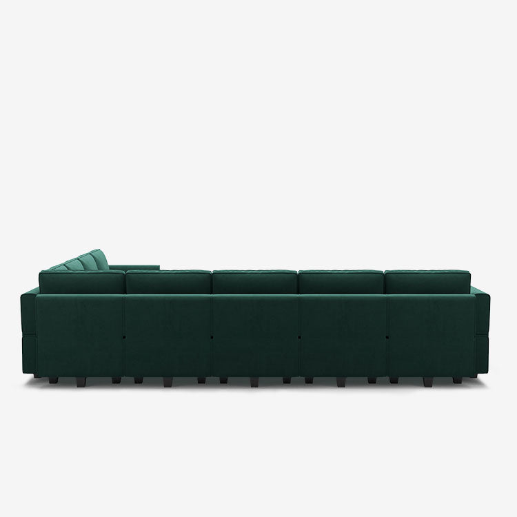 Belffin 9 Seats + 11 Sides Modular Velvet Sofa with Storage Seat and Ottoman