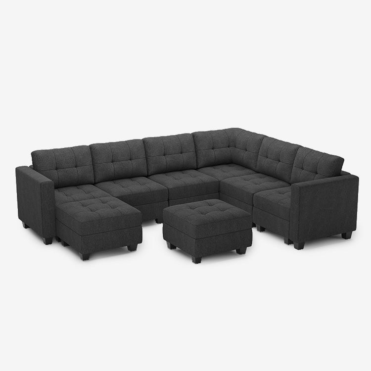 Belffin 7 Seats + 9 Sides Modular Weave Sofa with Ottoman